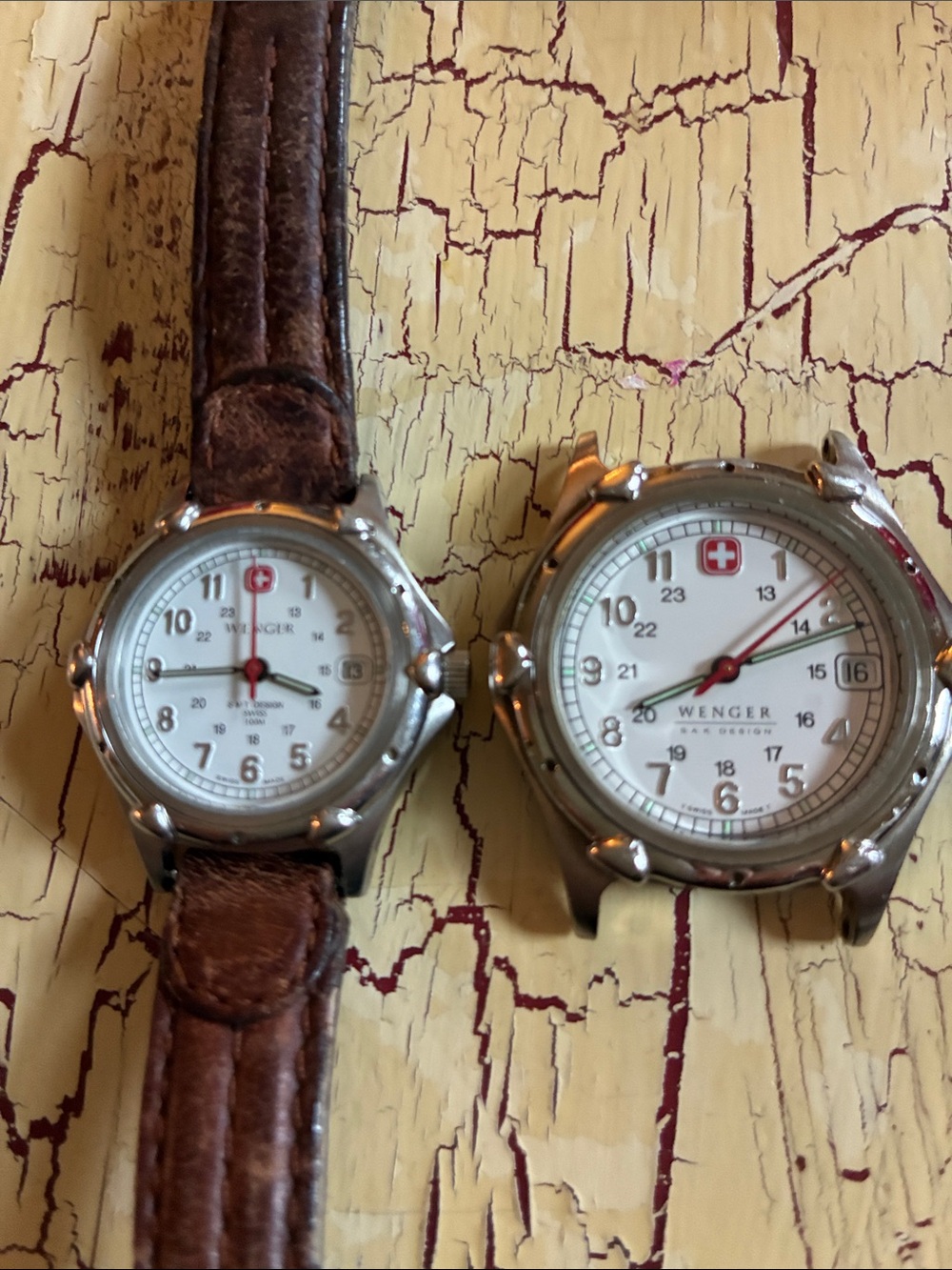 2 Wenger Swiss Army Watch one with Brown Leather Strap water resistant 100M